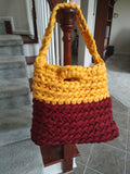 Crochet bag with Maroon and Gold Theme