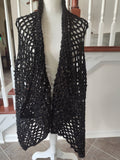 Crochet vest in black sparkle yarn