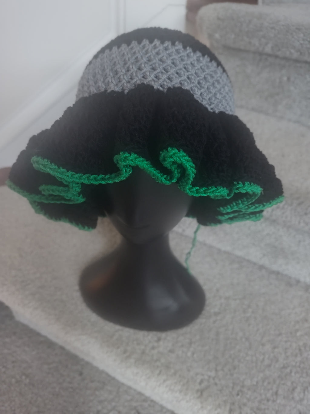 Crochet Bucket Hat with Ruffle Edge