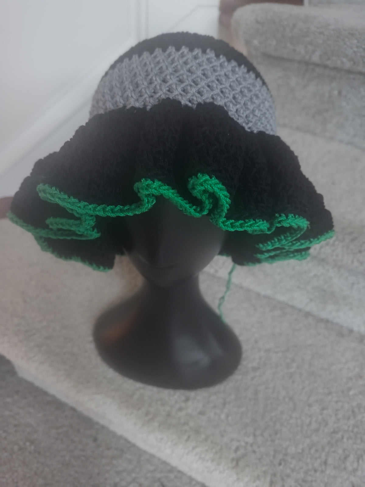 Crochet Bucket Hat with Ruffle Edge